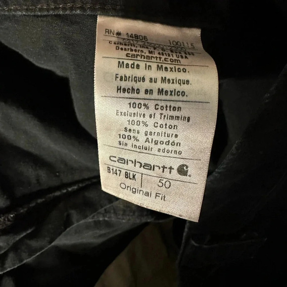 Carhartt Men’s size 50 black original fit shorts workwear 100% cotton durable - Picture 3 of 3